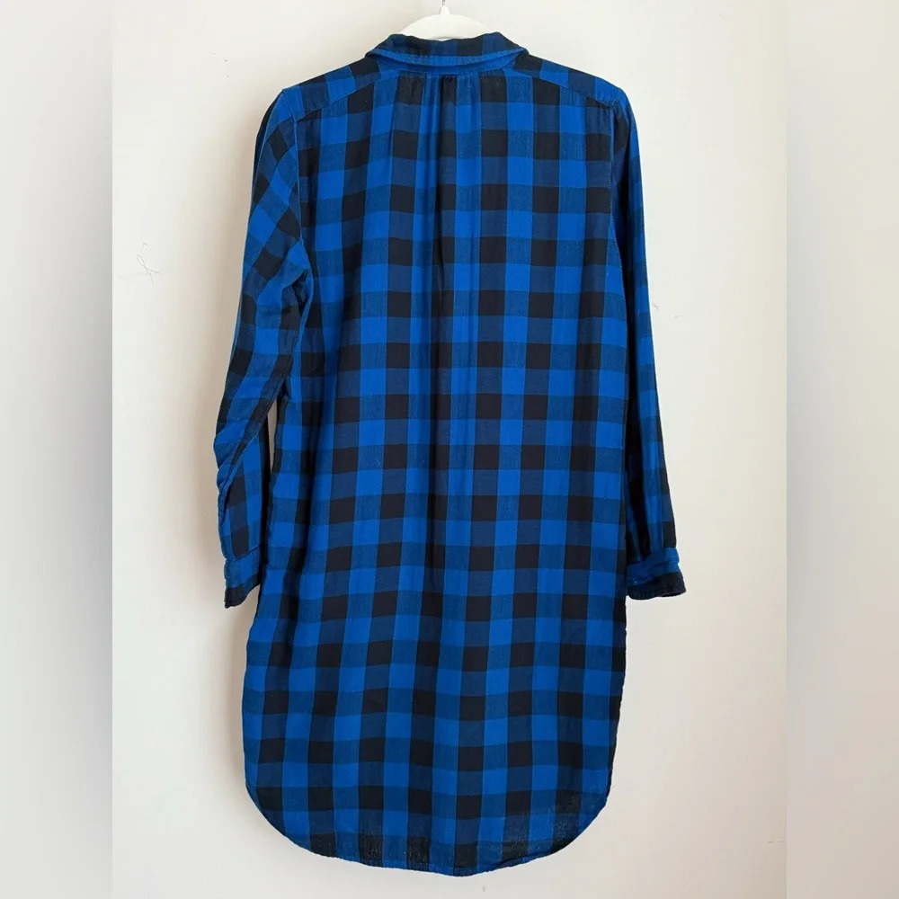Madewell Flannel Shirt Dress - Latitude Blue Black Buffalo Plaid Size XS - Picture 4 of 12